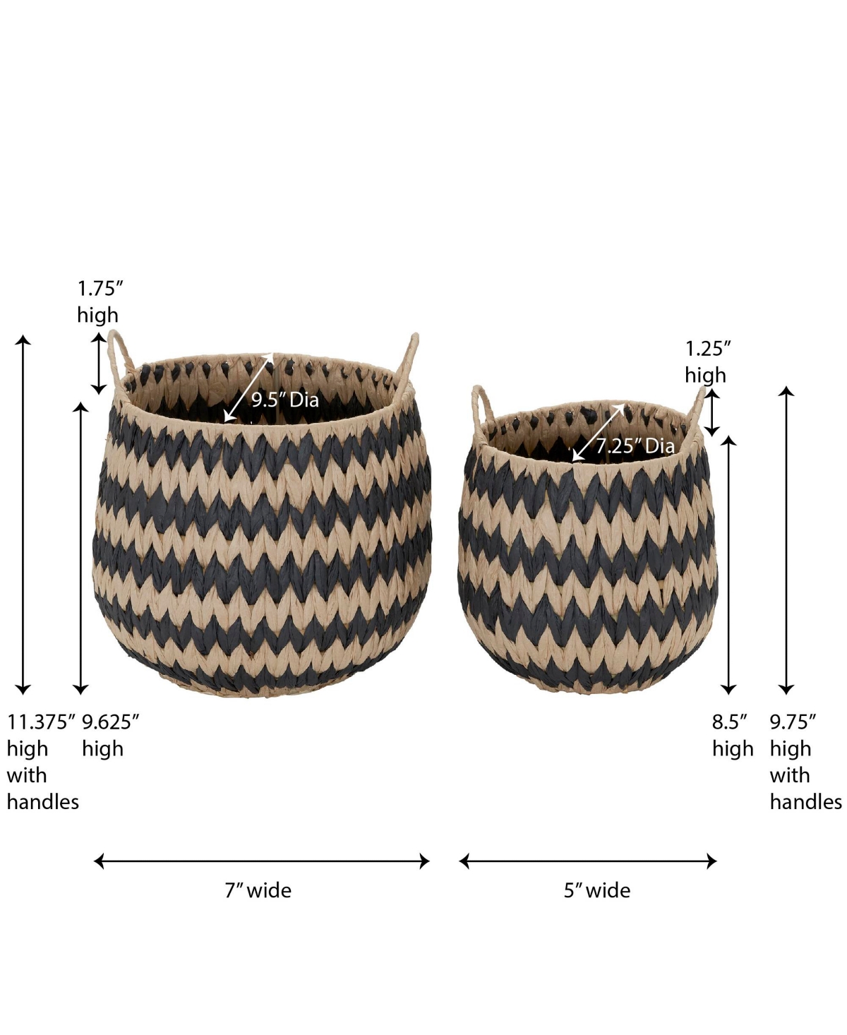 Household Essentials Woven Basket, Set of 2 Decorative Baskets, Large and Small