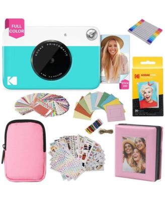 Printomatic Instant Camera Gift Bundle with Pink Case, 20 Zink Sheets, Album and More