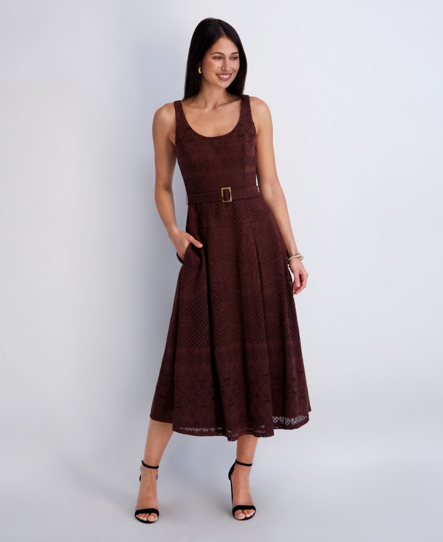 Women's Crochet Knit Scoop Neck Dress