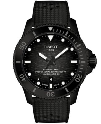 Men's Seastar Black Rubber Strap Watch 44mm