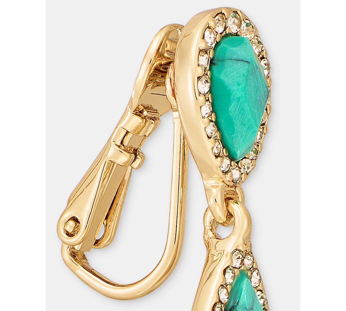 Anne Klein Pave & Stone Clip-On Drop Earrings