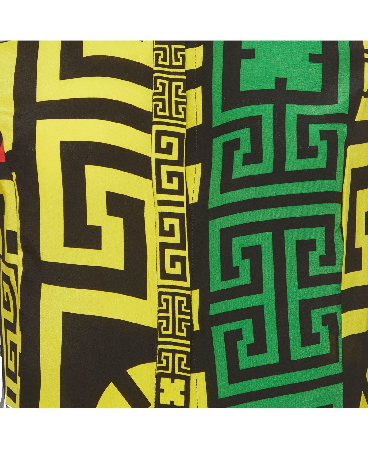 Pre-Owned Versace Women's Geometric Greek Print Silk Long Sleeve Shirt