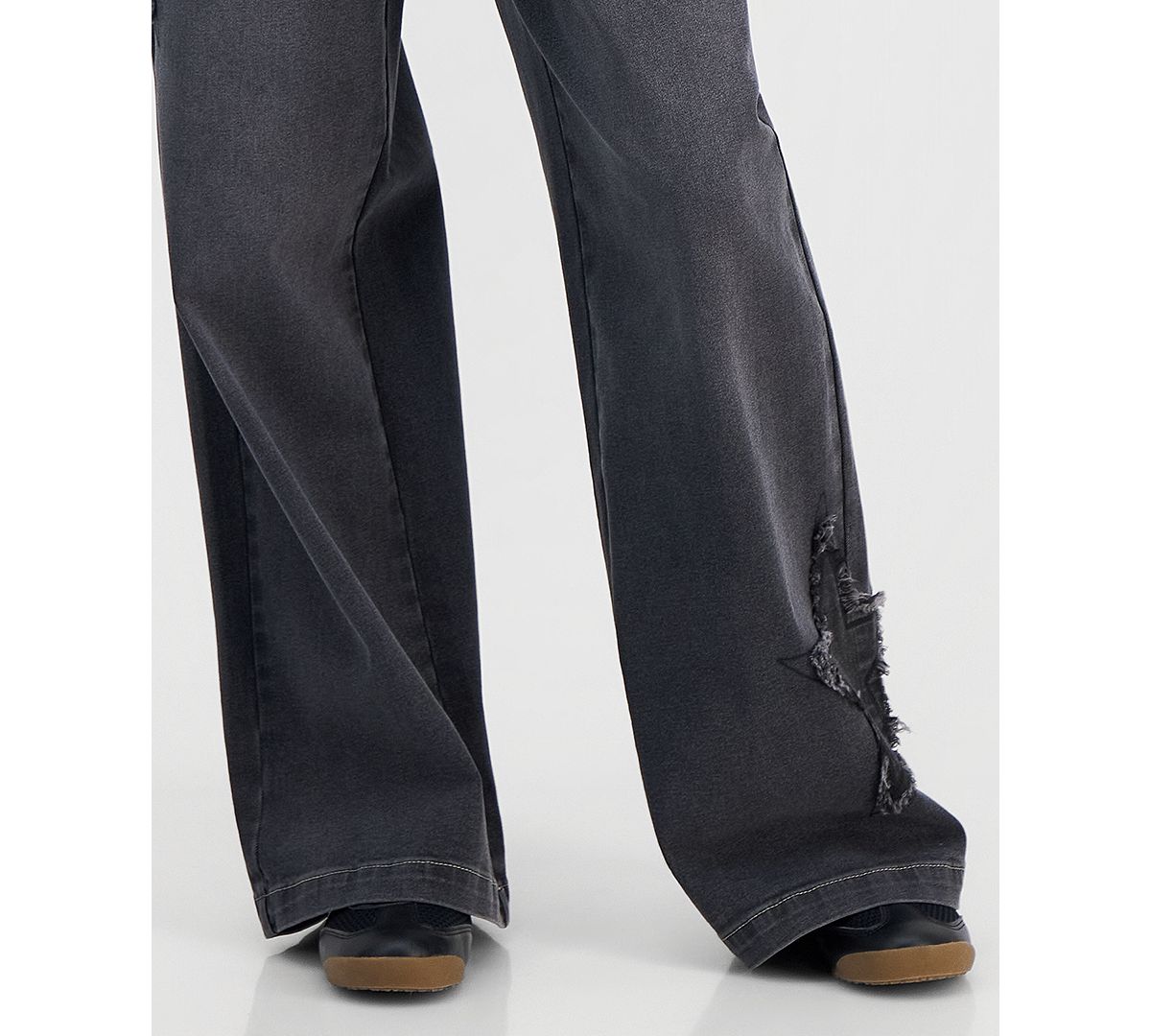 Madden Girl Juniors' Star Patch High Rise Wide Leg Jeans view 4 — MAYCSS fashion products