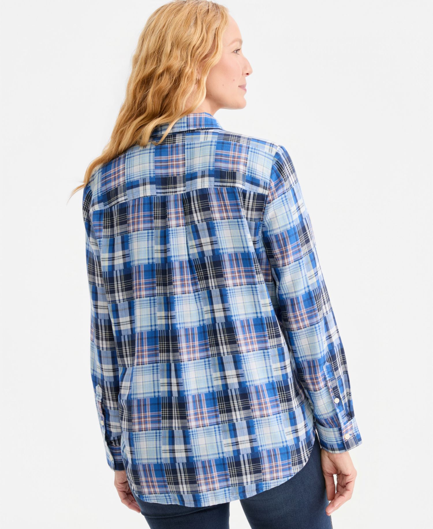 Women's Plaid Button-Front Top