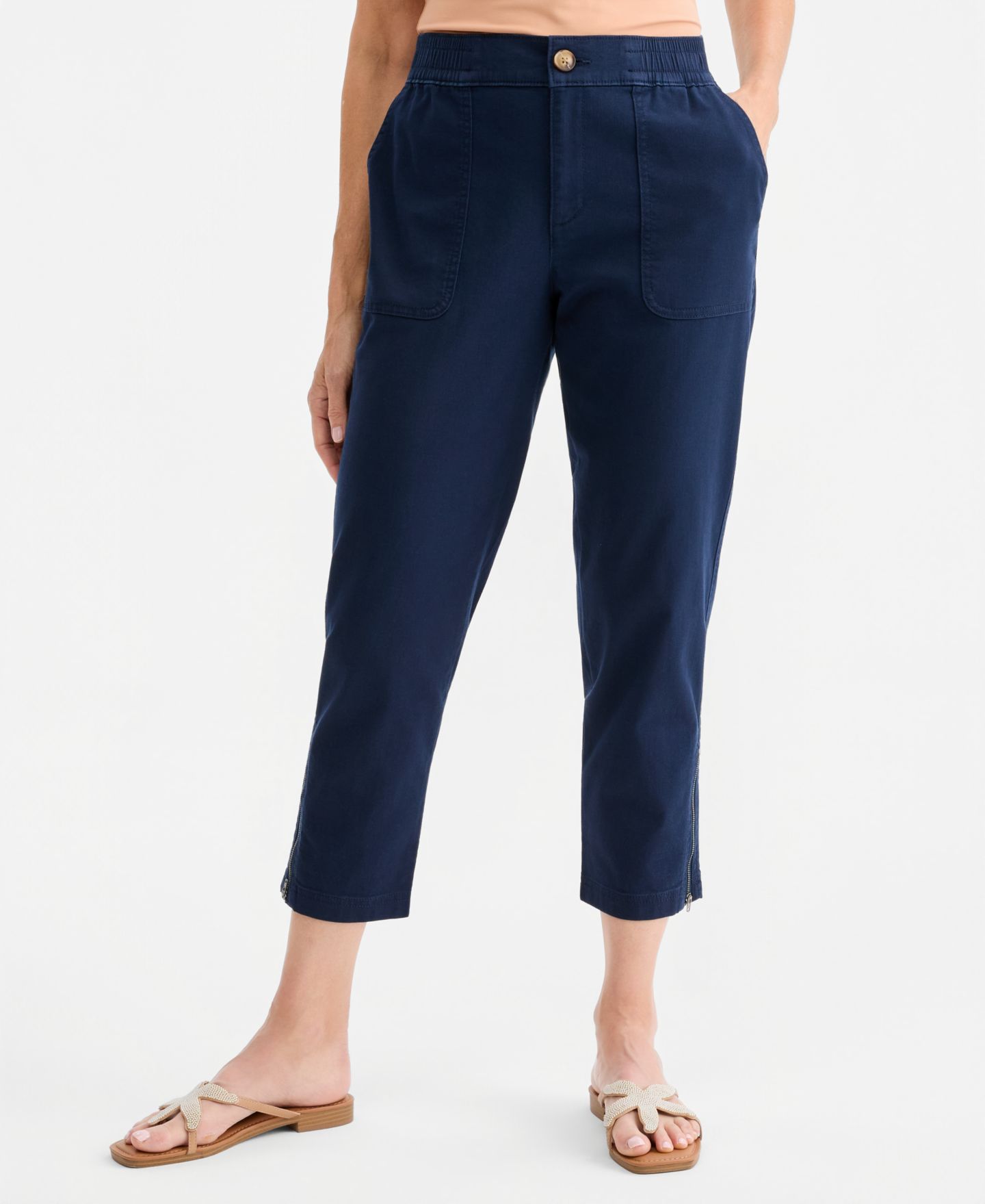 Женские брюки Style & Co Side Zip Cropped Tapered, цвет: Синий — фото 3