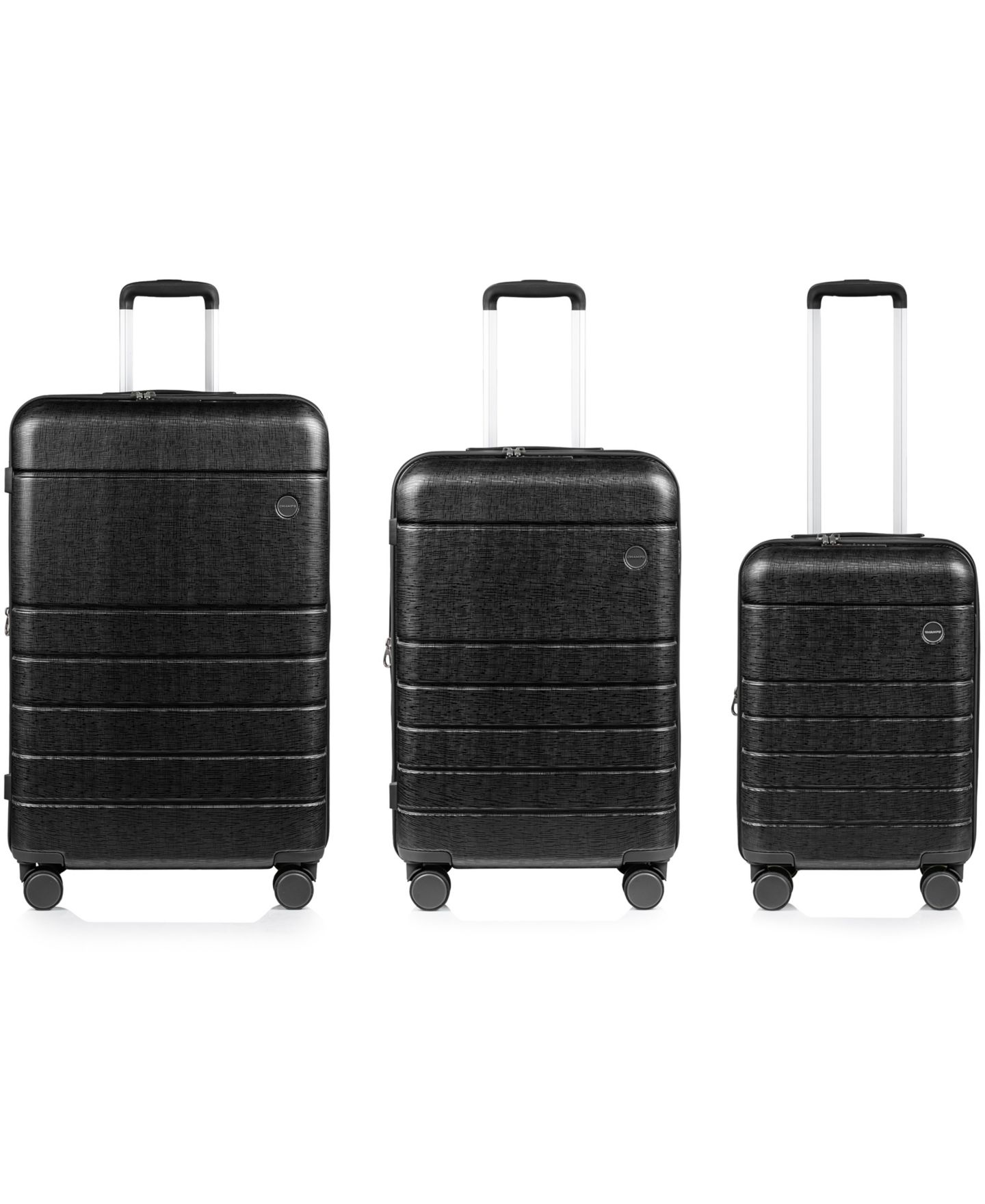 Чемоданы CHAMPS Linen II 3-Piece Hardside Expandable Luggage Set, цвет: Чёрный — фото 9
