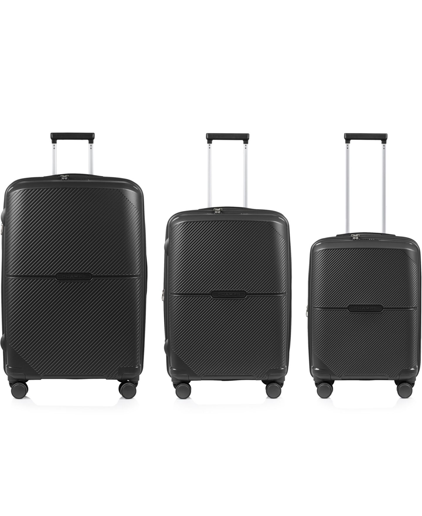 Чемоданы CHAMPS Aura 3-Piece Hardside Expandable Luggage Set, цвет: Чёрный — фото 9