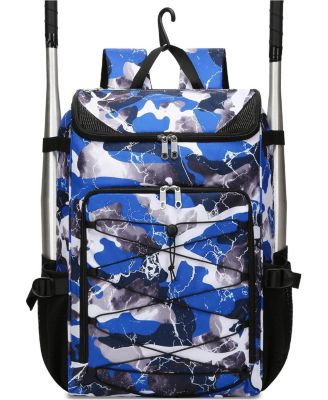 Camouflage Pattern Youth Baseball Softball Gear Bag Backpack - For Ages 8-14, Large Bat Bag with Ventilated Shoe Compartment for Players