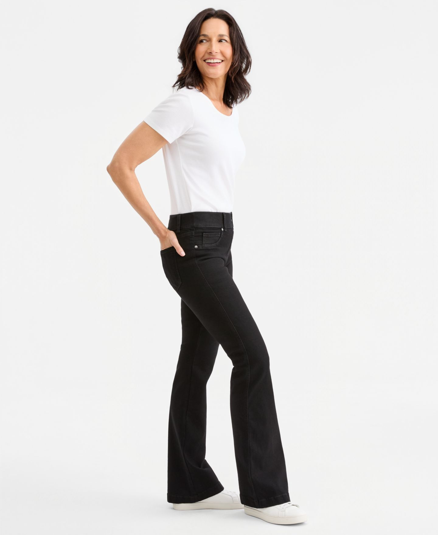 Женские джинсы Style & Co Shaping Pull-On Bootcut, цвет: Чёрный — фото 2