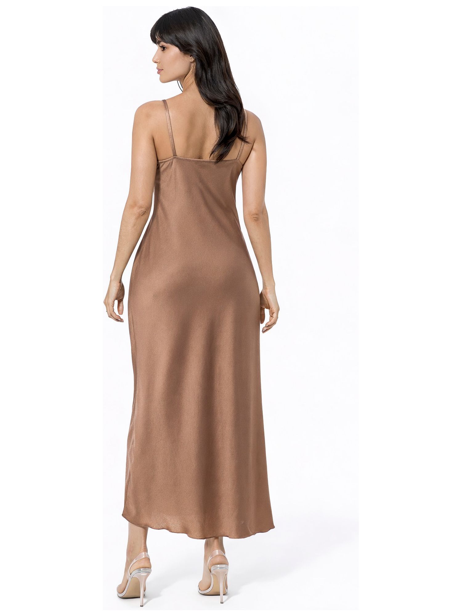 Women's Ceycrepe Satin V-Neck Sleeveless Maxi Dress