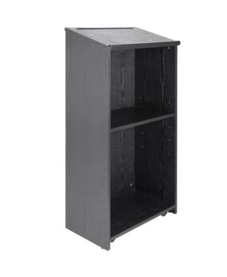  Podium Stand with Rolling Wheels and Storage Shelves