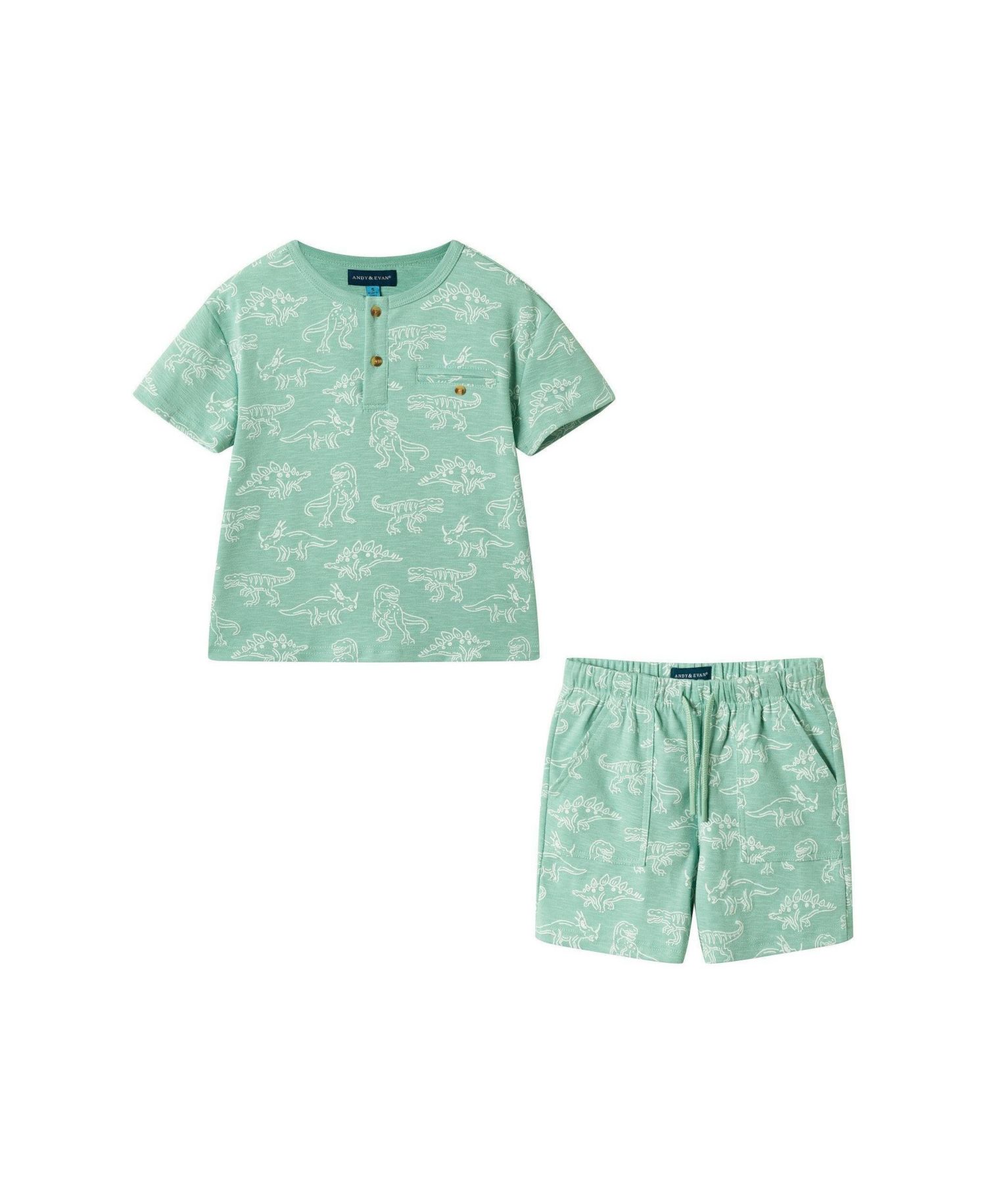 Andy and Evan Little Boys Graphic Print Henley Set