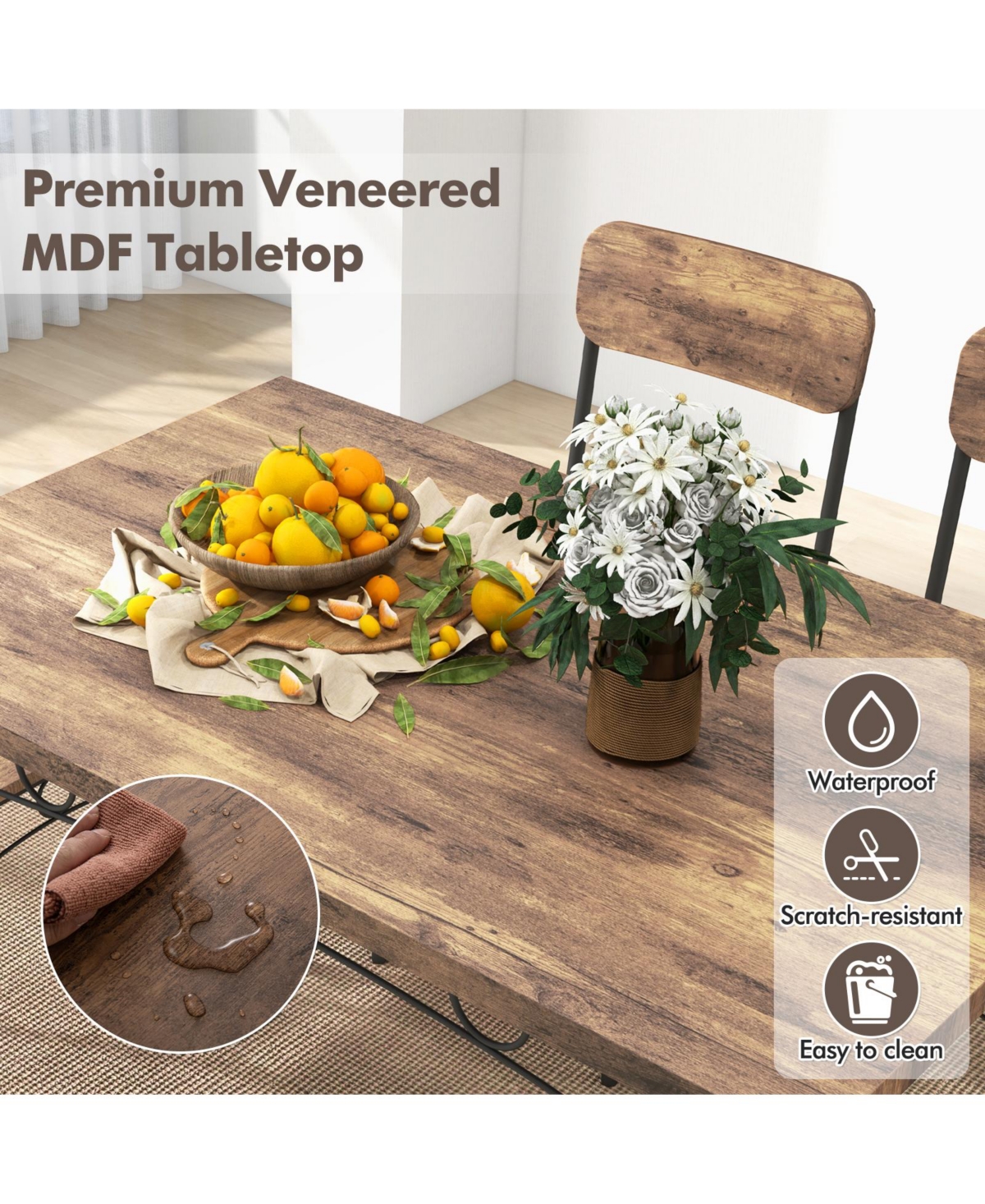 Slickblue 5 Piece Kitchen Dining Set for 4 Industrial Small Space Table Set