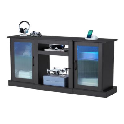 TV Stand for TVs Up to 65 Inch Modern Entertainment Center with Light Strip