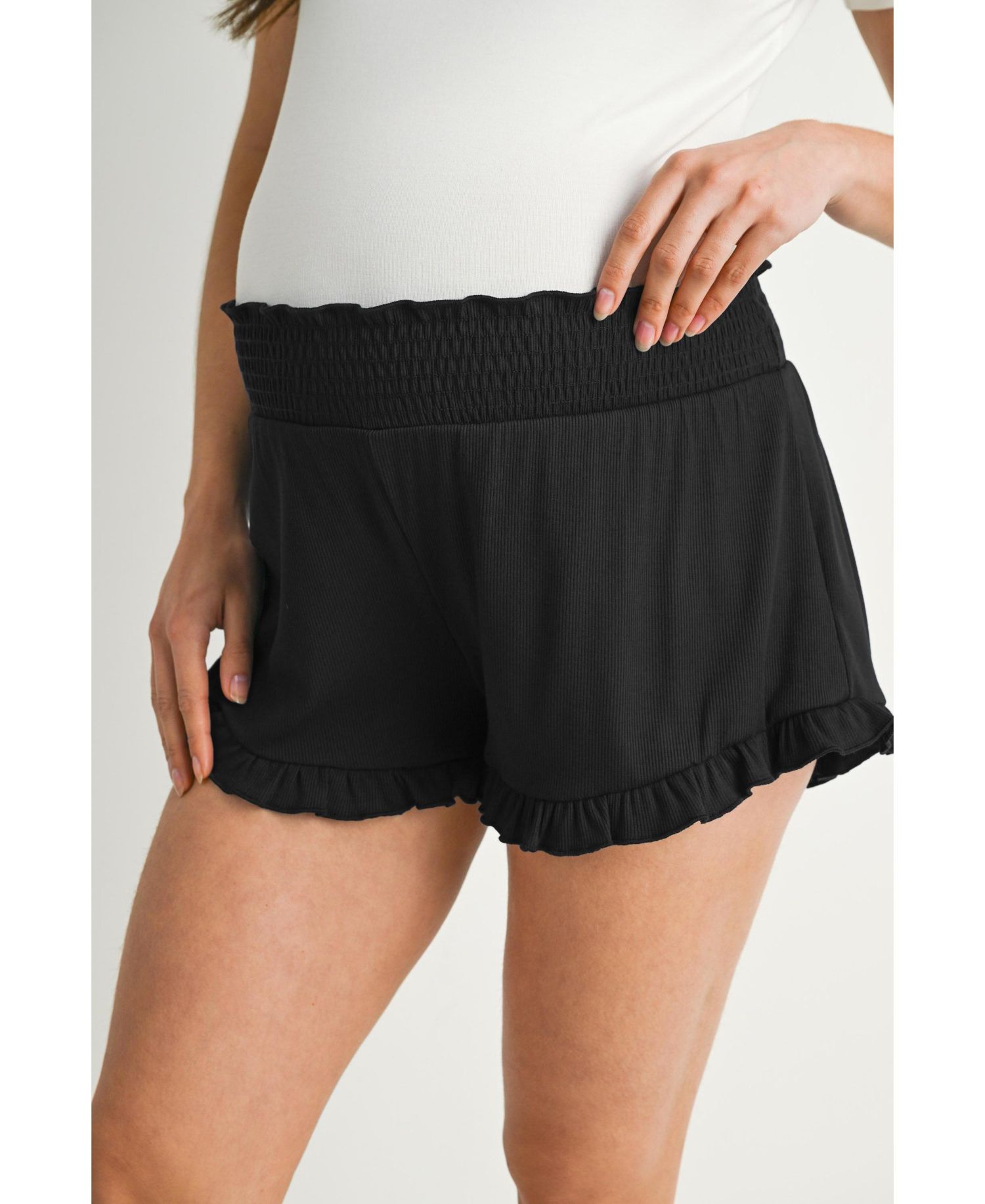 Maternity Smocked Ruffle Lounge Shorts