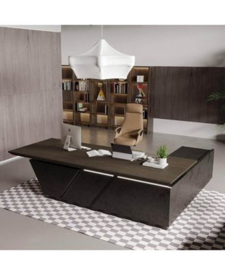 Adjustable Executive Desk with Drawers File Cabinets LED Light