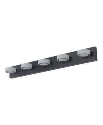 37 Inch Modern 5 Light LED Vanity Light Sleek Black Bathroom Wall Light Fixture for Mirror Shower and Bathroom Decor