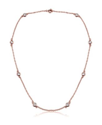 Modern Sterling Silver Elegant Station CZ Accent Necklace