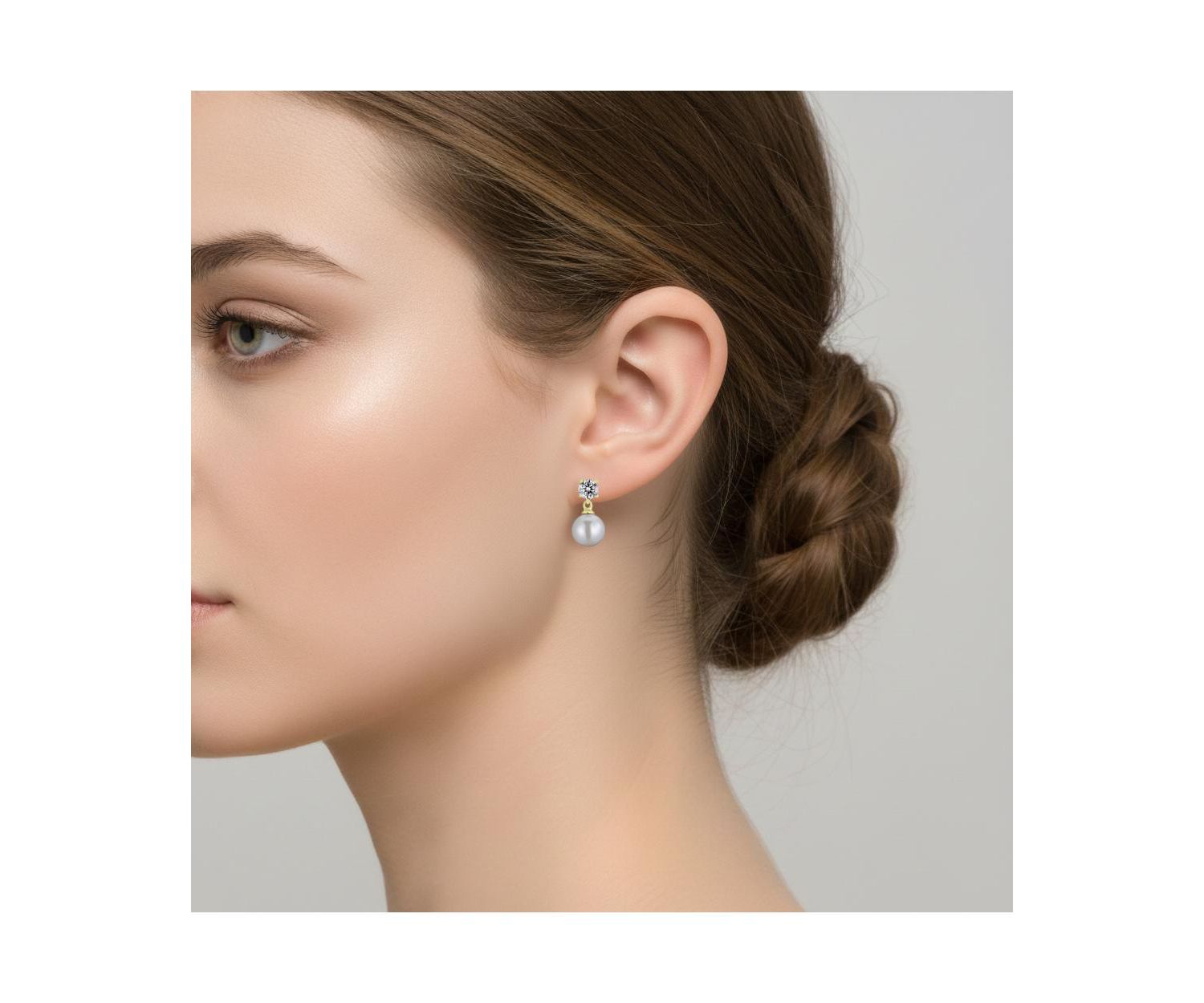 Elegant Sterling Silver Timeless CZ & Pearl Drop Earrings