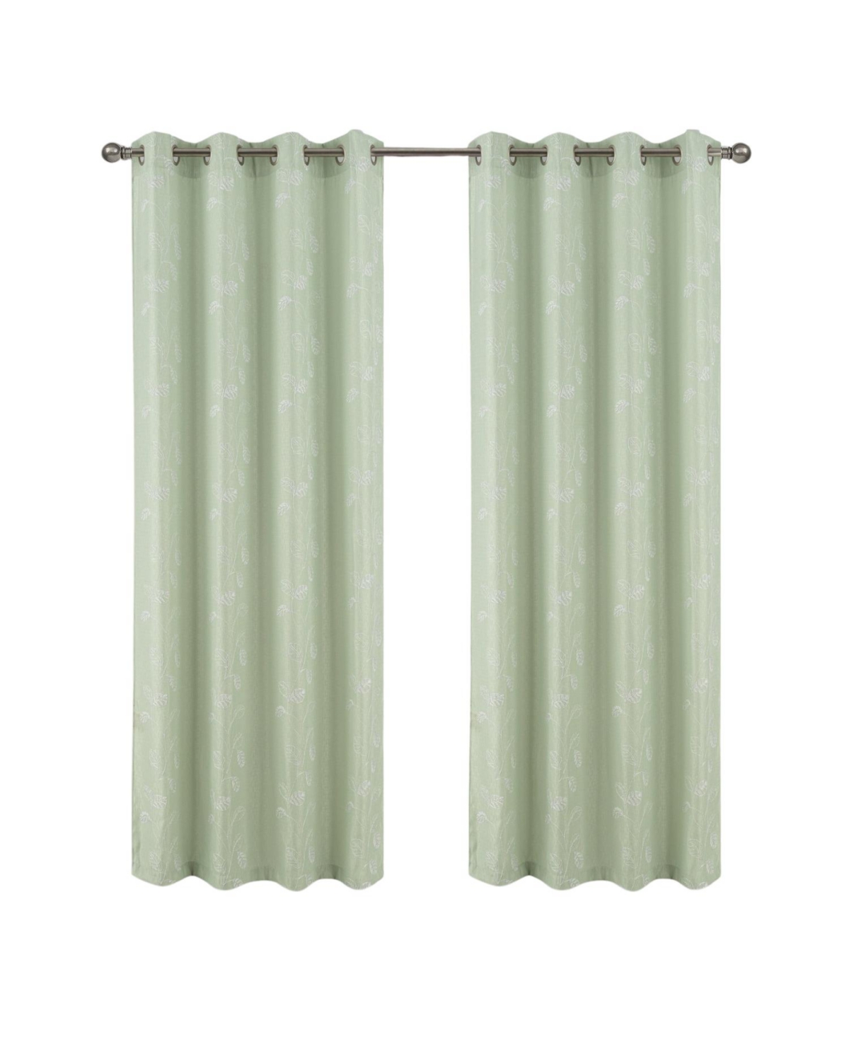 Rt Designers Collection 100 percentage Polyester 140 Gsm Reed Embroidered Grommet Curtain Panel