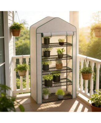 6.3 x 2.9 x 1.6 FT PE Cover Steel Mini Greenhouse for Outdoor Garden