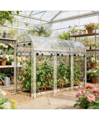 9.7 x 3.3 x 6.5 FT PE Cover Steel Walk In Tunnel Greenhouse for Outdoor Garden Clear