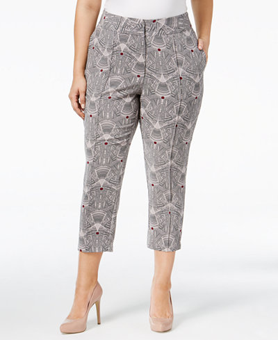 Melissa McCarthy Seven7 Plus Size Geo-Print Cropped Tailored Pants
