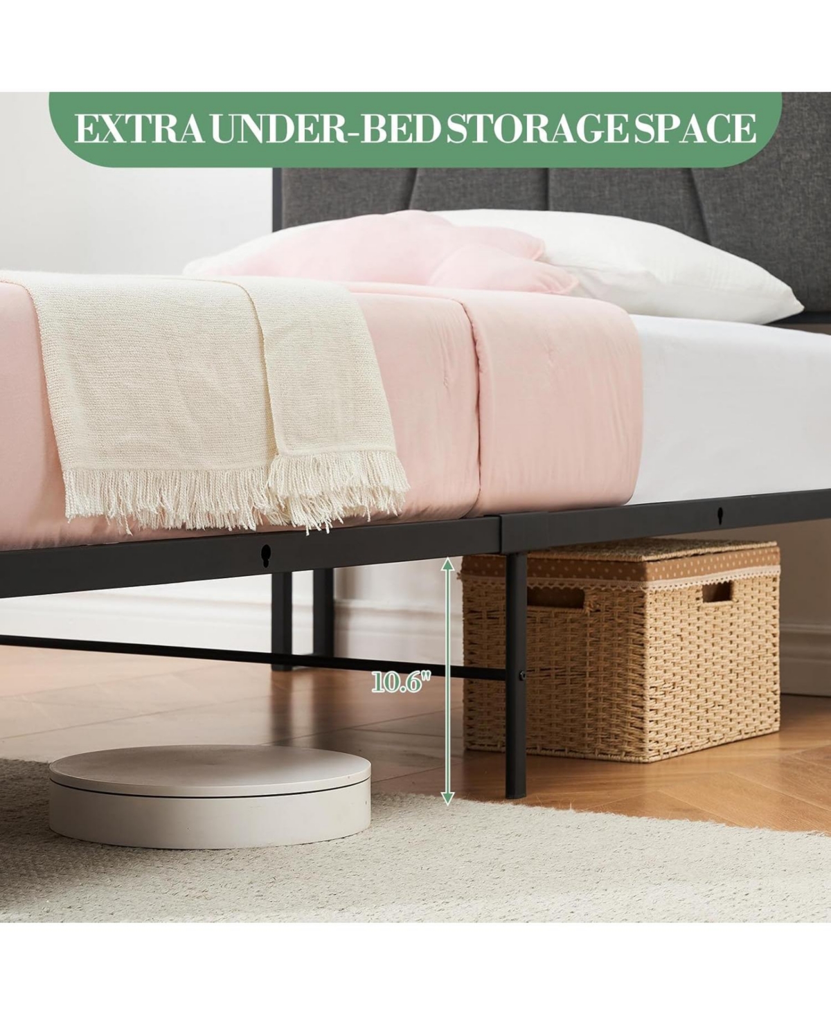 gaomon Twin Upholstered Bed with Storage Headboard, 2 Drawers and Usb