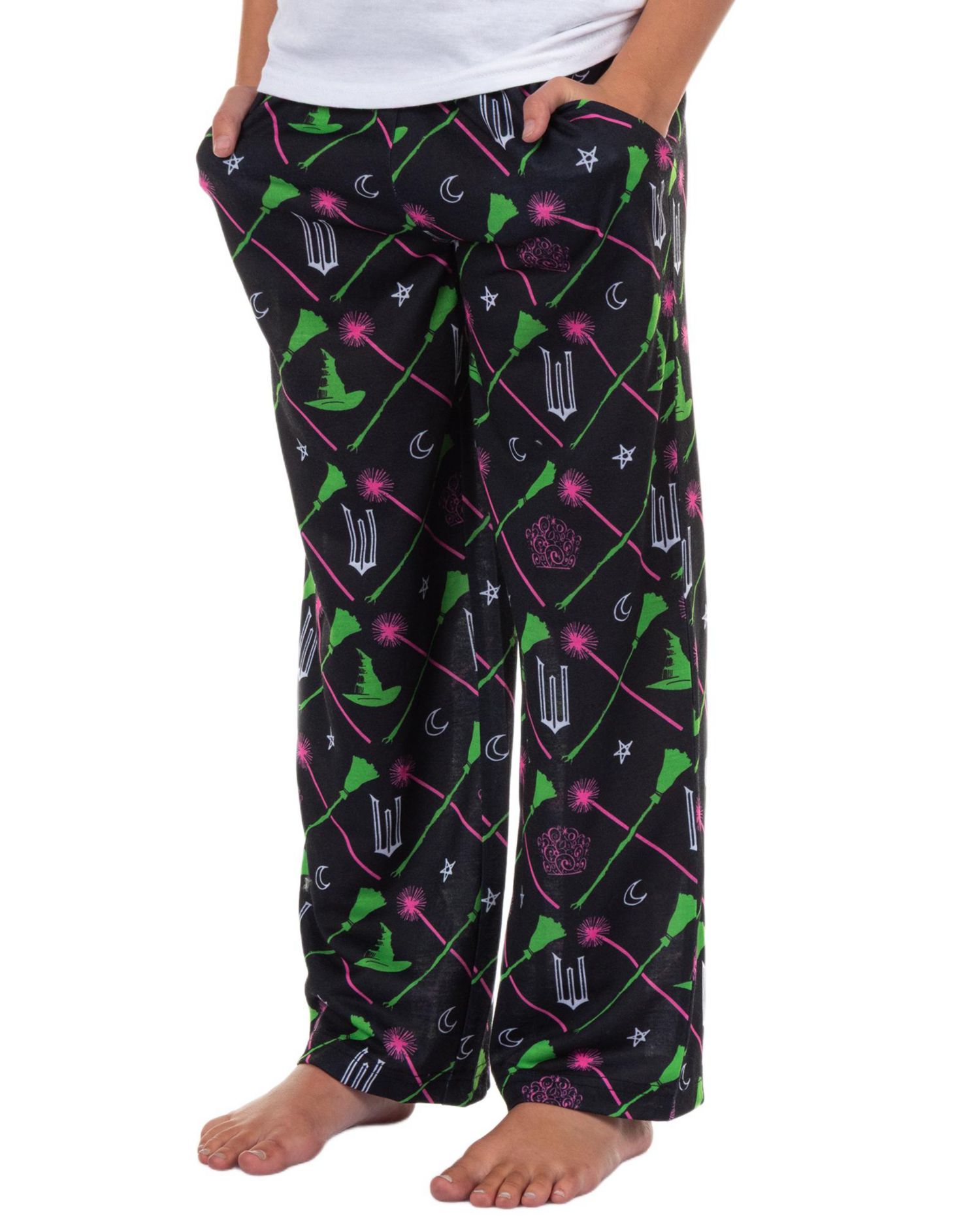 Girls' Kids Pajama Pants Elphaba and Glinda Broom Wand Charms Sleepwear Lounge Bottoms