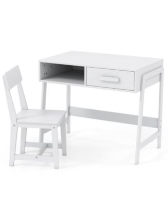 Kids Writing Desk Chair Set with Storage Drawer and Hutch