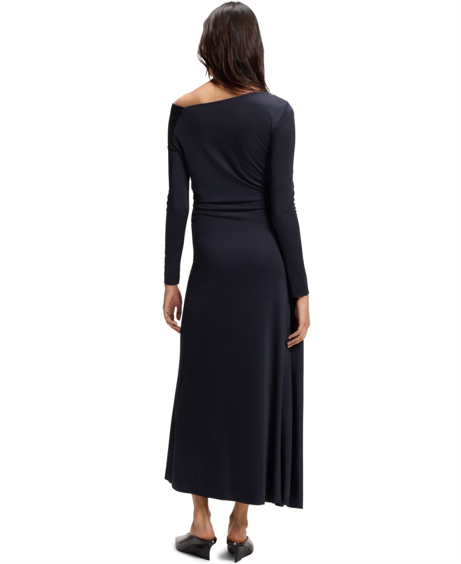 BOSS by Women's Asymmetric Neckline Long-Sleeved Dress
