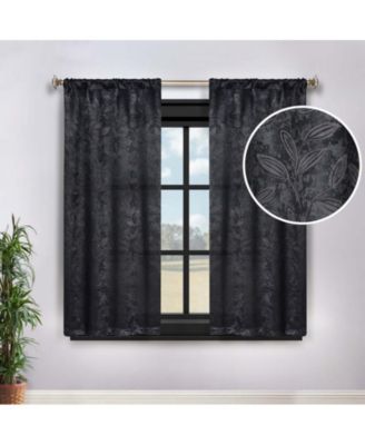 Leaves Machine Washable Room Darkening Blackout Curtains, Set of 2