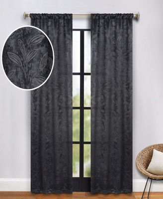 Leaves Machine Washable Room Darkening Blackout Curtains, Set of 2