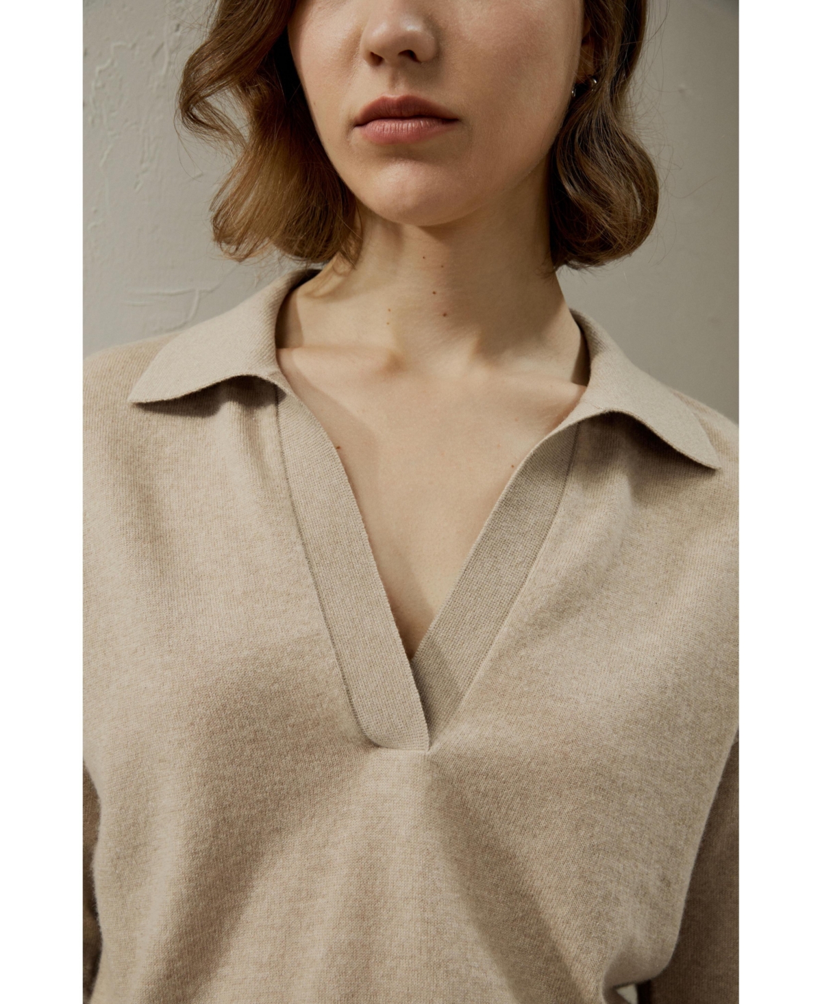 Lilysilk Women's V Neck Cashmere Polo Sweater