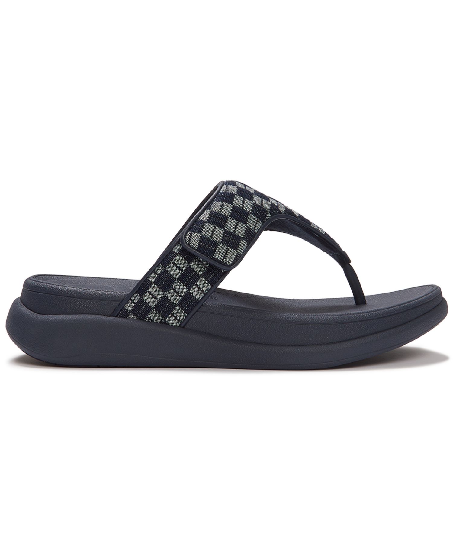 Women's F-Mode Go Checkerboard-Denim Toe-Post Sandals