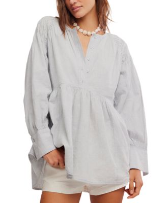 Women's Alana Long-Sleeve Front Button Tunic Top