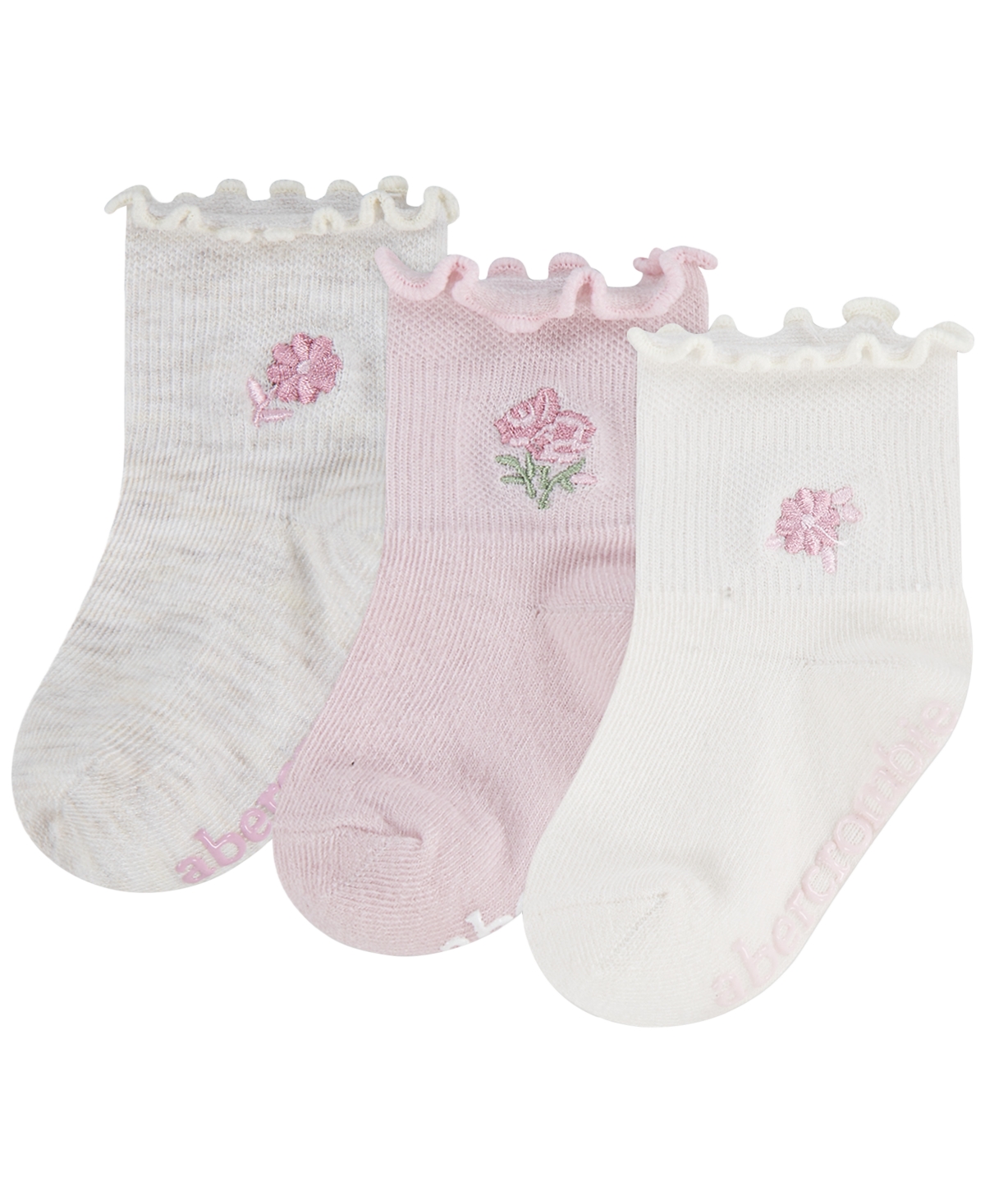 abercrombie kids Girls' 6M-4T Crew Socks, 3-Pack