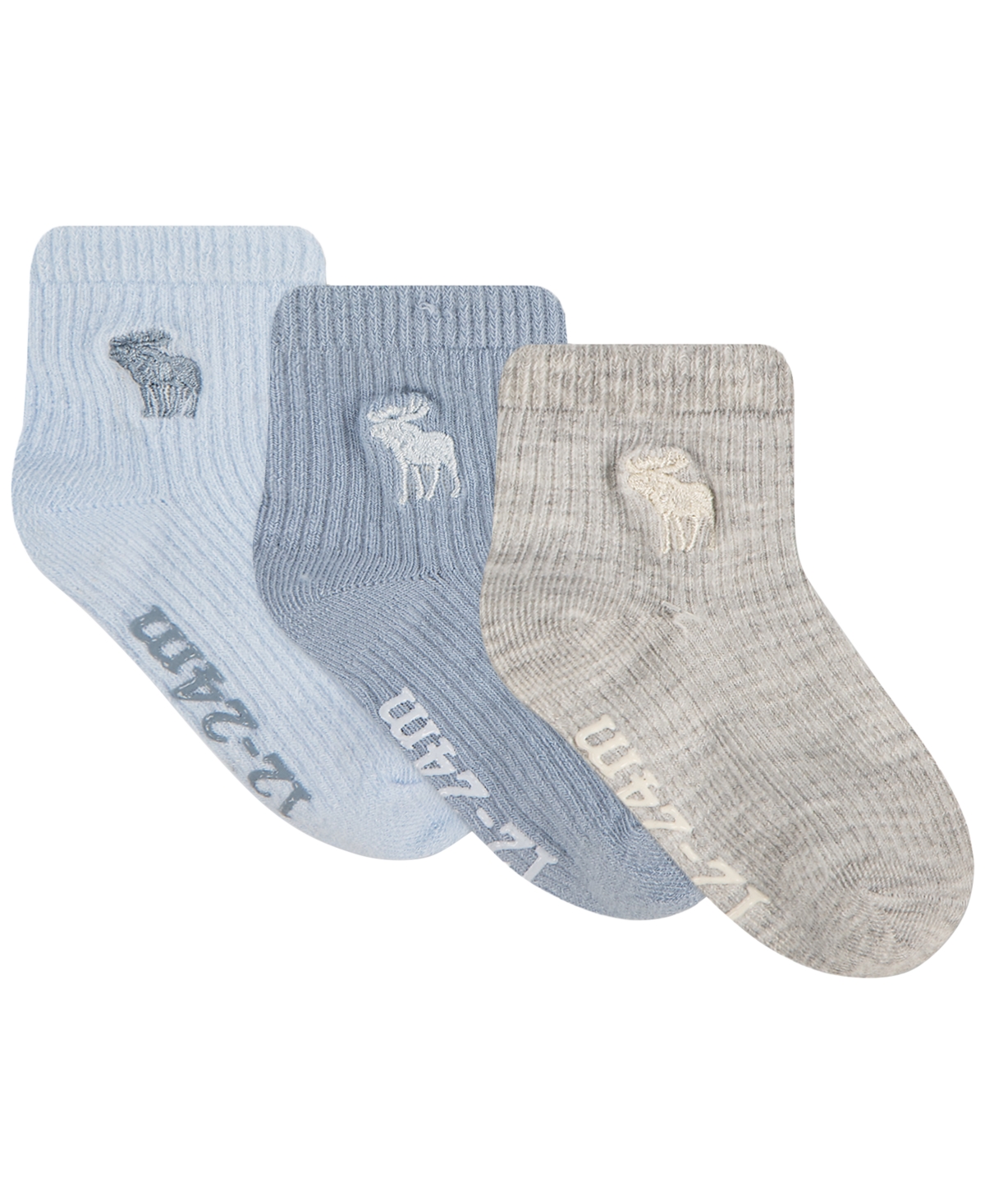 abercrombie kids Boys' and Girls' 6M-4T Ribbed Socks, 3-Pack