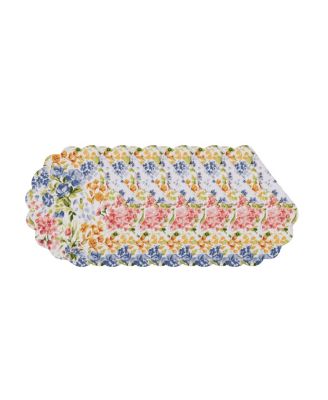 Florian Watercolor Botanical Round 100% Cotton Set of 6 Placemats 17