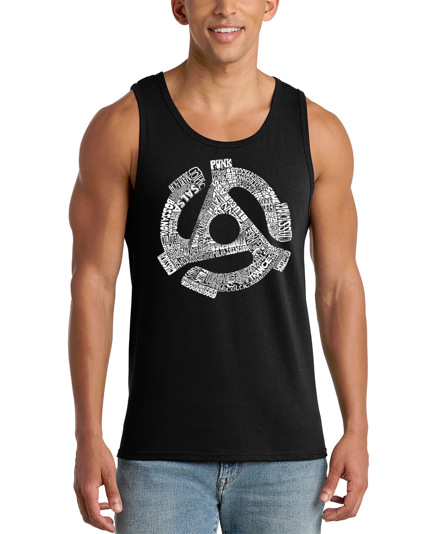 Men's Record Adapter Word Art Graphic Tank Top