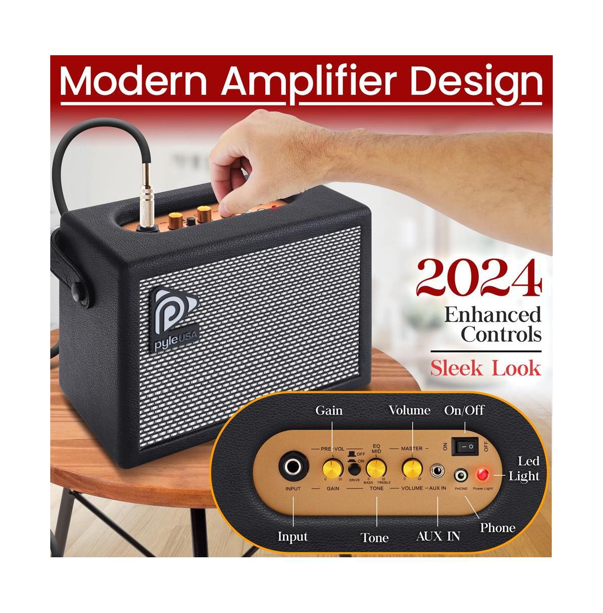 Pyle 38.7" Full Size Electric Guitar Kit - Includes Amplifier, Travel Bag, and Accessories, (PEGKT781BK)