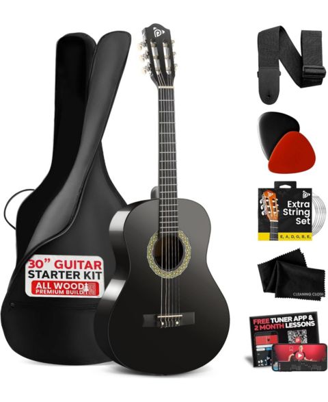 Детские игрушки Pyle Beginner 30" Junior Acoustic Guitar Nylon-String Kit, Ages 4+, цвет: Чёрный