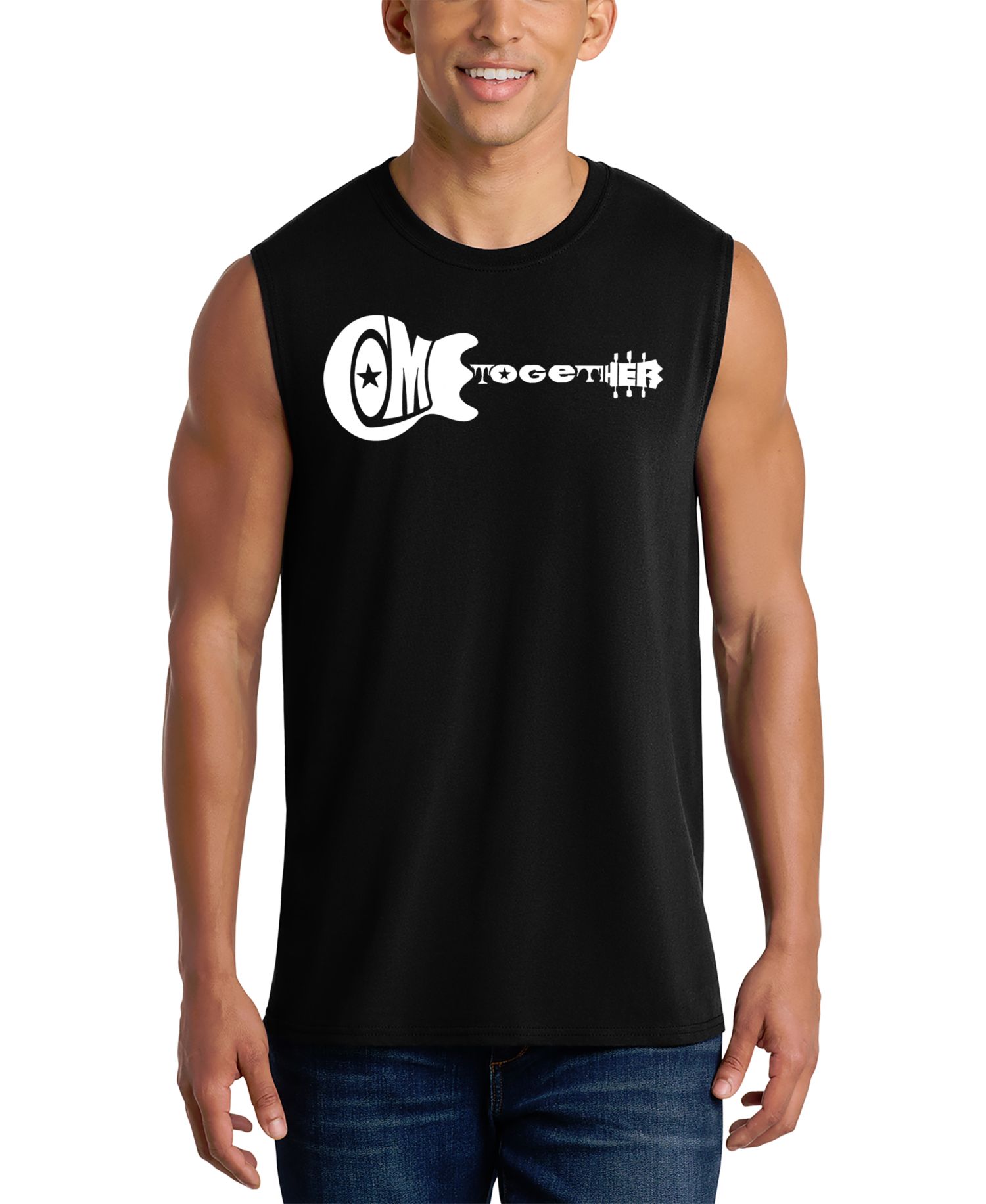Men's Come Together Guitar Word Art Tank Top