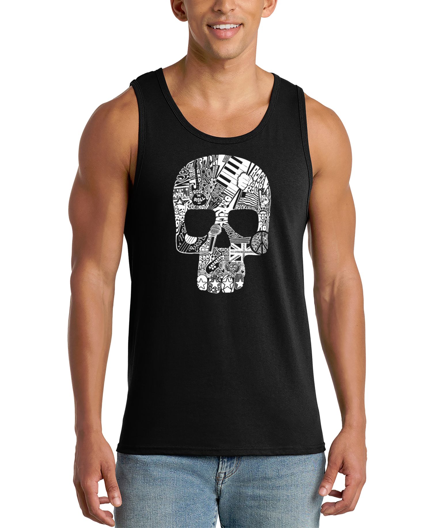 Men's Skull Music Collage Tank Top