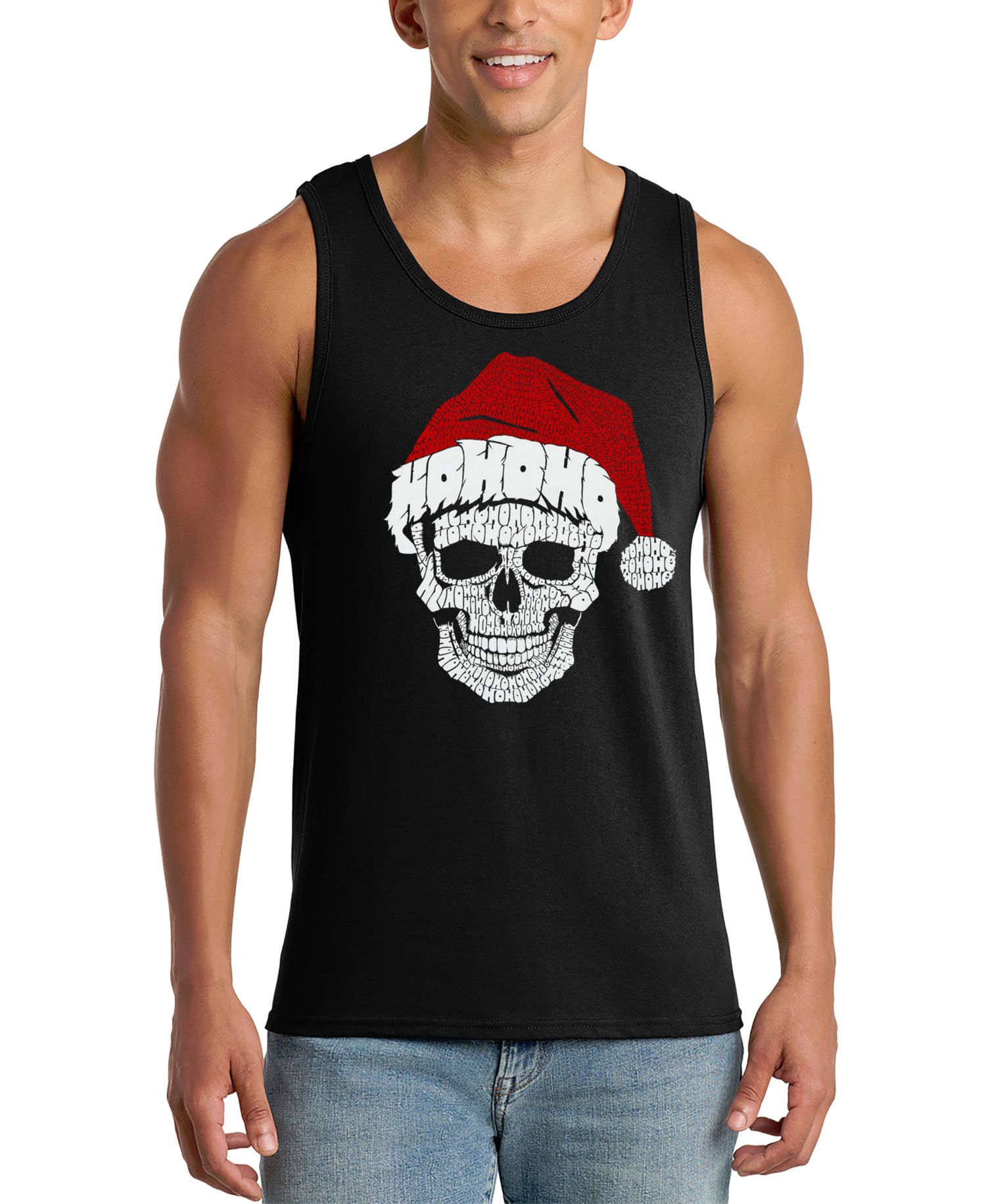 Men's Santa Skull Design Tank Top