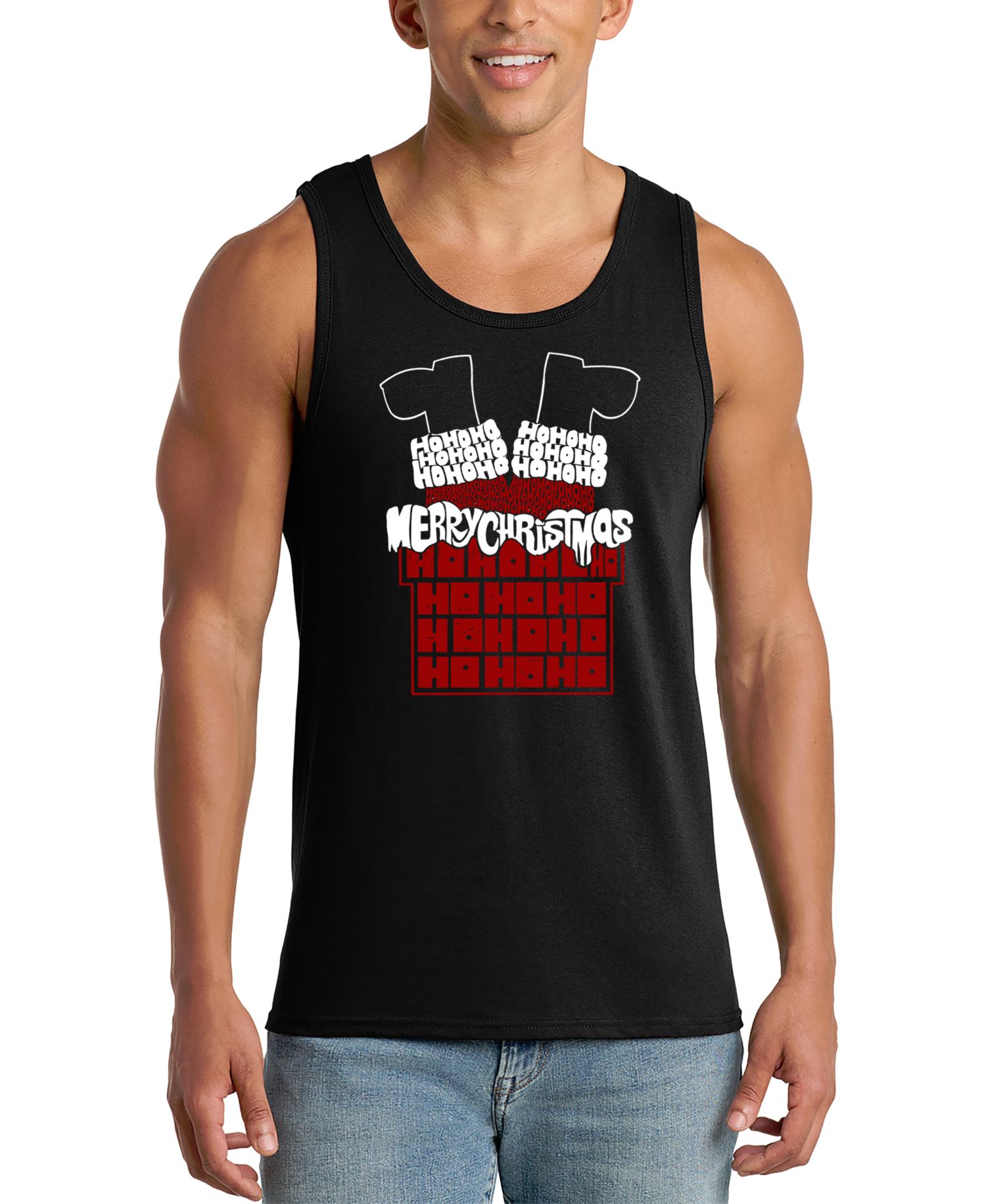 Men's Santa Claus Down The Chimney Graphic Tank Top