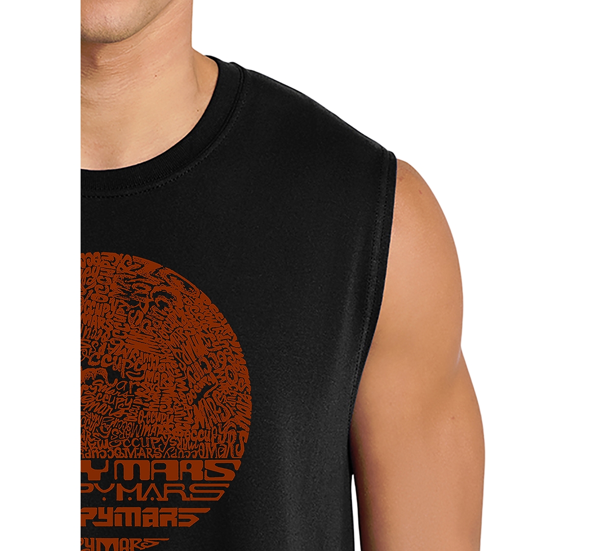 La Pop Art Men's Occupy Mars Typography Planet Graphic Tank Top