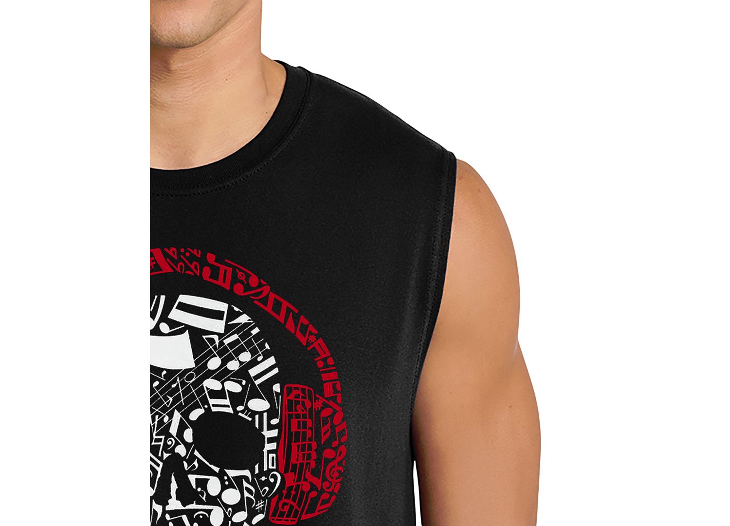 Men's Skull with Headphones Music Word Art Graphic Tank Top