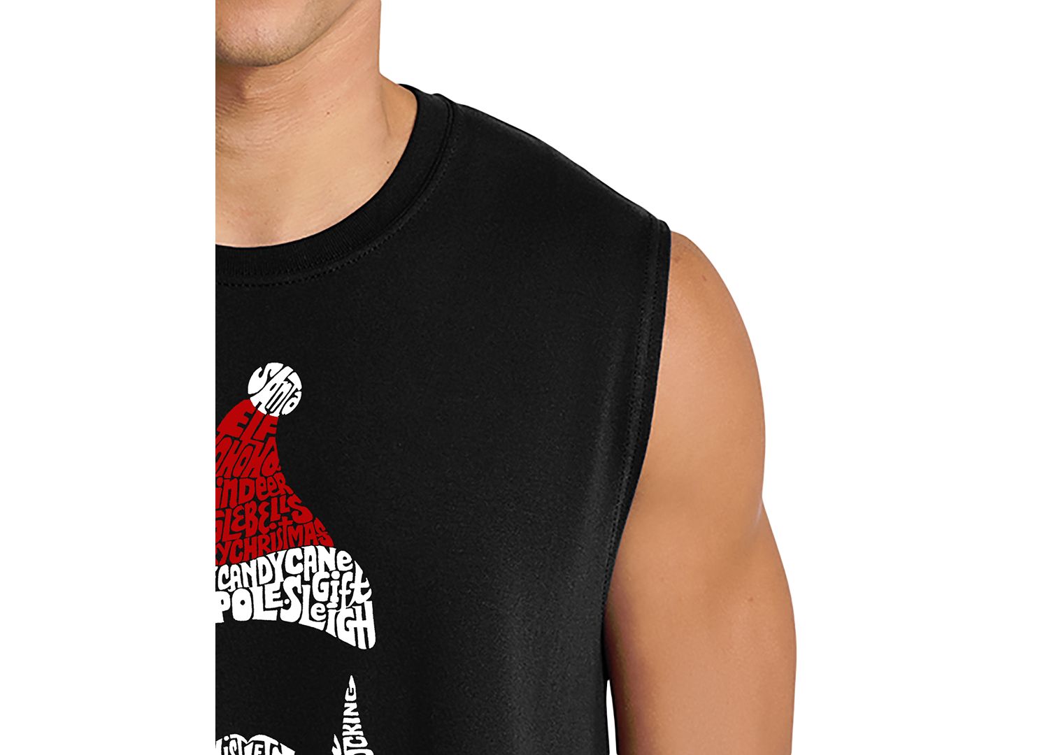 Men's Santa Beard Hat Christmas Word Art Graphic Tank Top
