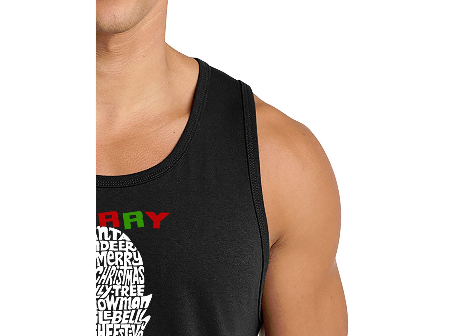Men's Gingerbread Man Merry Christmas Word Art Graphic Tank Top